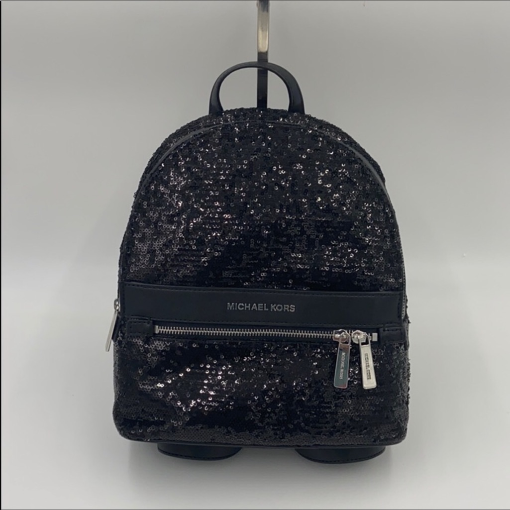 Michael Kors Kenly Md Black Sequin Backpack Nwt